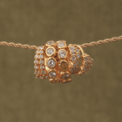 Zircon Starburst Hoop Earrings, 18K Gold Stainless Steel, Waterproof - Mari Gavane