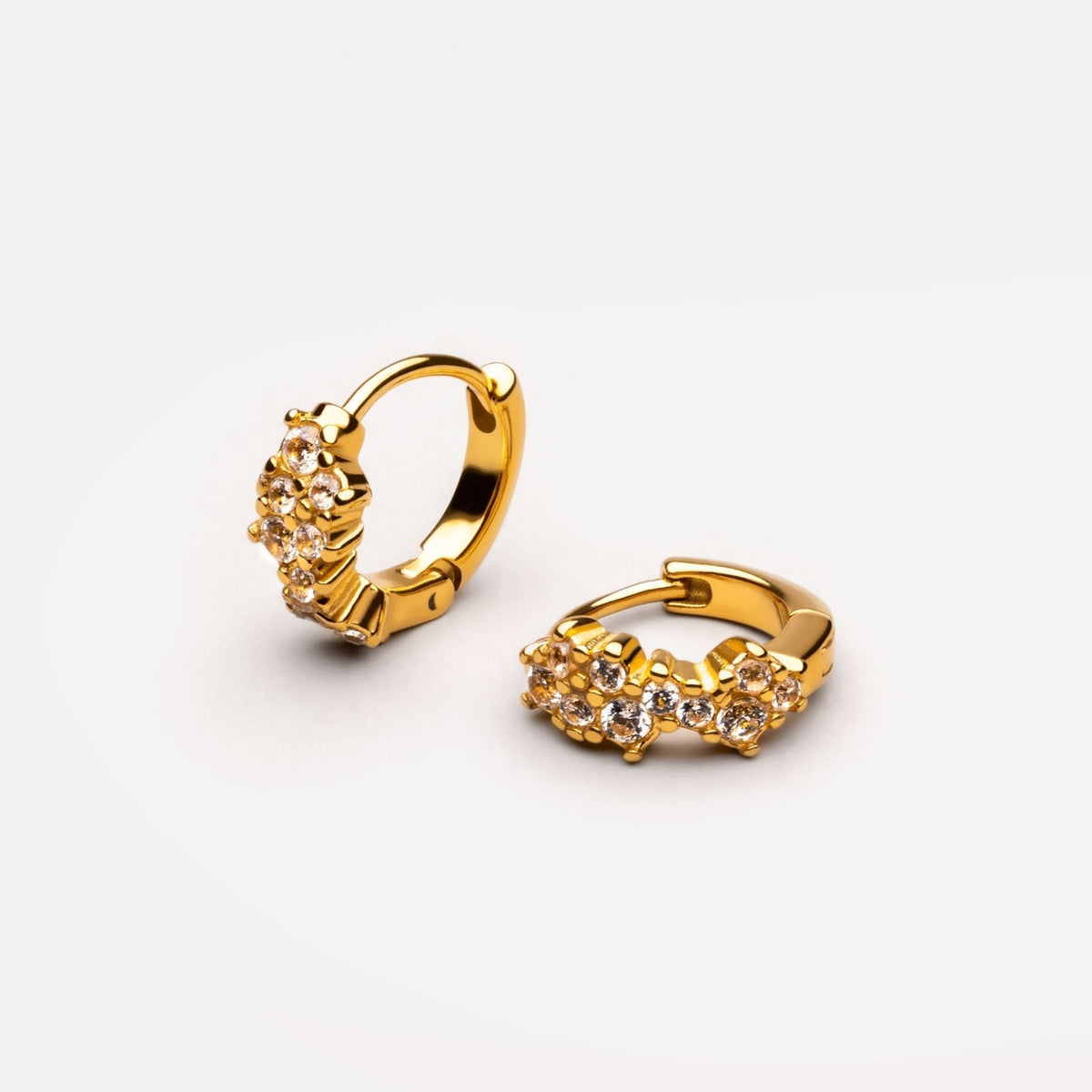 Zircon Starburst Hoop Earrings, 18K Gold Stainless Steel, Waterproof - Mari Gavane