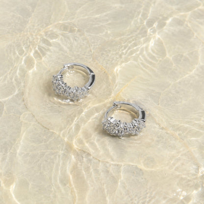 Zircon Starburst Hoop Earrings, 18K Gold Stainless Steel, Waterproof - Mari Gavane