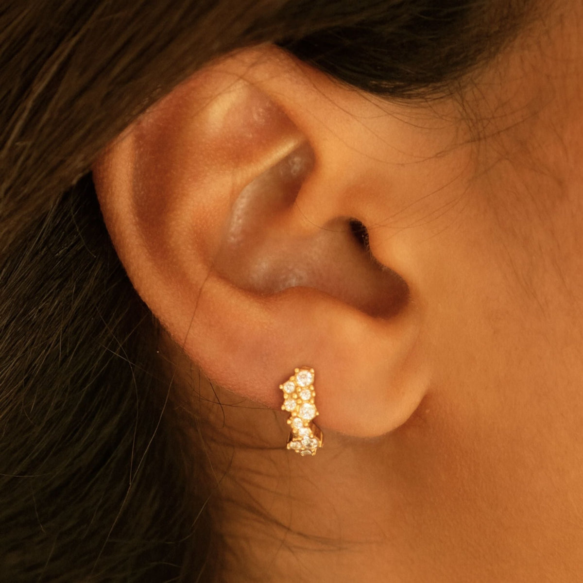 Zircon Starburst Hoop Earrings, 18K Gold Stainless Steel, Waterproof - Mari Gavane