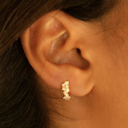 Zircon Starburst Hoop Earrings, 18K Gold Stainless Steel, Waterproof