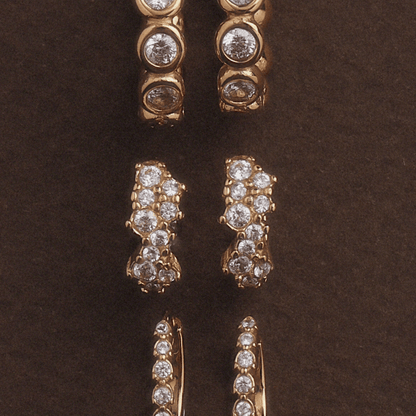 Zircon Starburst Hoop Earrings, 18K Gold Stainless Steel, Waterproof - Mari Gavane