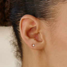 Zircon Stud Earrings, 18K Gold Stainless Steel, Waterproof
