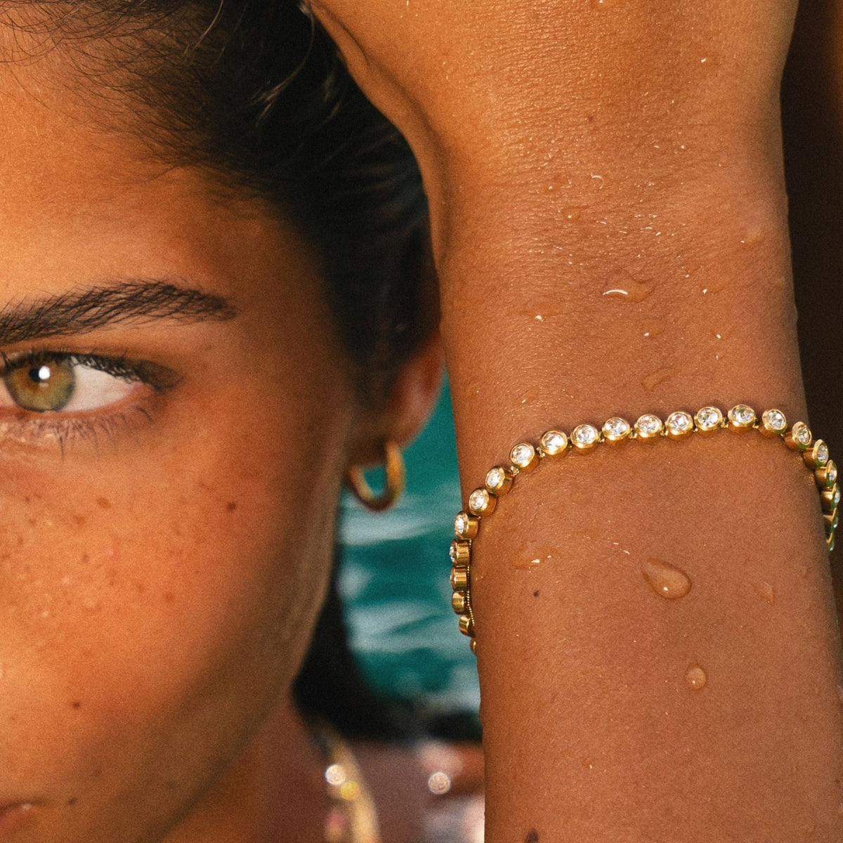 Zircon Tennis Bracelet, 18K Gold Stainless Steel, Waterproof - Mari Gavane