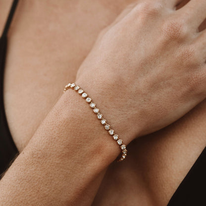 Zircon Tennis Bracelet, 18K Gold Stainless Steel, Waterproof - Mari Gavane