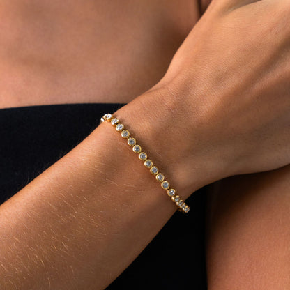 Zircon Tennis Bracelet, 18K Gold Stainless Steel, Waterproof - Mari Gavane