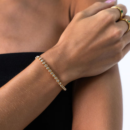 Zircon Tennis Bracelet, 18K Gold Stainless Steel, Waterproof - Mari Gavane