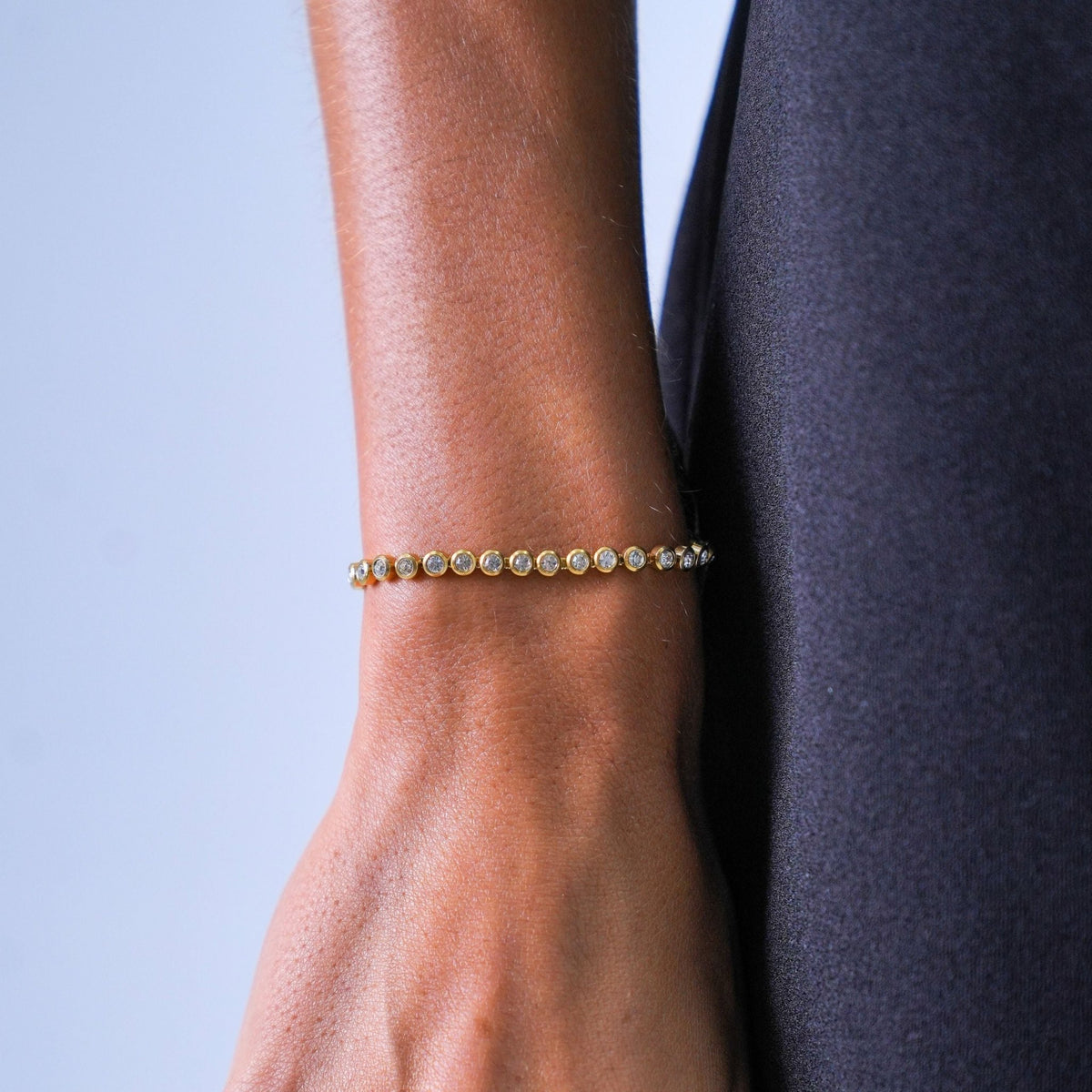 Zircon Tennis Bracelet, 18K Gold Stainless Steel, Waterproof - Mari Gavane