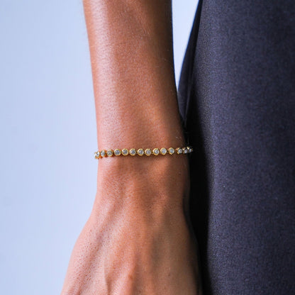 Zircon Tennis Bracelet, 18K Gold Stainless Steel, Waterproof - Mari Gavane
