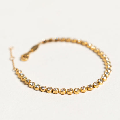Zircon Tennis Bracelet, 18K Gold Stainless Steel, Waterproof - Mari Gavane
